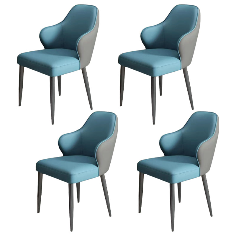 Modern Armrest Backrest Cushion Chair with Metal Legs for Hotel Blue 4 Piece Set Clearhalo 'Dining Chairs' 'Dining Tables & Seating' 'dining_chair' 'furn' 'furn_dining_chair' 'Furniture' 'Kitchen & Dining Furniture' 7461885