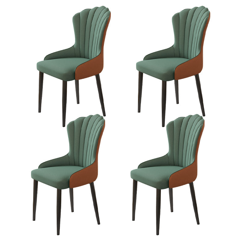 Modern Armrest Backrest Cushion Chair with Metal Legs for Hotel Green 4 Piece Set Clearhalo 'Dining Chairs' 'Dining Tables & Seating' 'dining_chair' 'furn' 'furn_dining_chair' 'Furniture' 'Kitchen & Dining Furniture' 7461890
