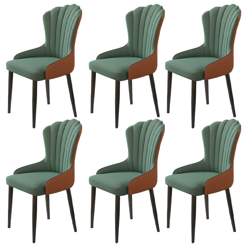 Modern Armrest Backrest Cushion Chair with Metal Legs for Hotel Green 6 Piece Set Clearhalo 'Dining Chairs' 'Dining Tables & Seating' 'dining_chair' 'furn' 'furn_dining_chair' 'Furniture' 'Kitchen & Dining Furniture' 7461891