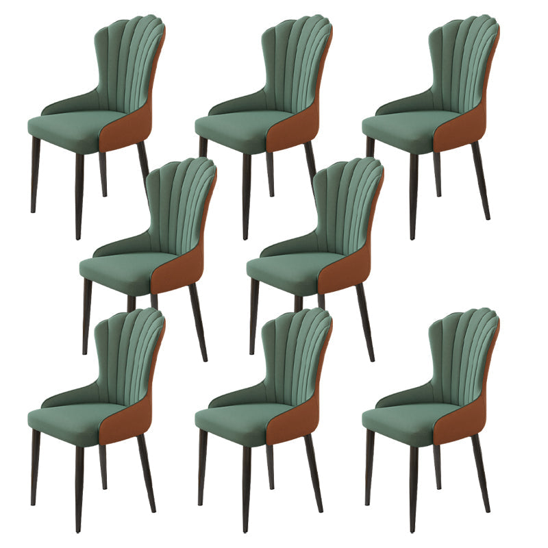 Modern Armrest Backrest Cushion Chair with Metal Legs for Hotel Green 8 Piece Set Clearhalo 'Dining Chairs' 'Dining Tables & Seating' 'dining_chair' 'furn' 'furn_dining_chair' 'Furniture' 'Kitchen & Dining Furniture' 7461892