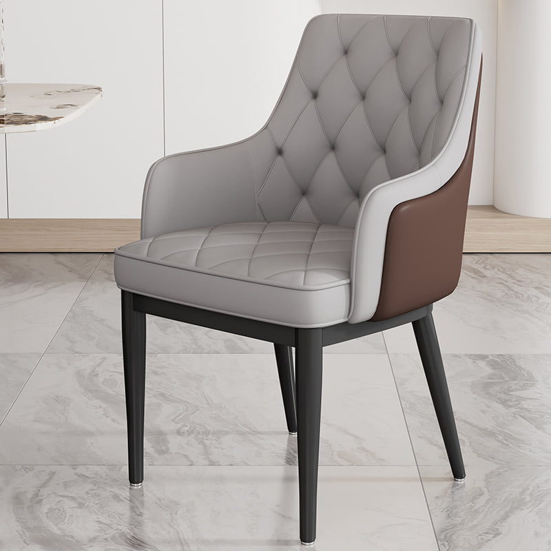 Modern Armrest Backrest Cushion Chair with Metal Legs for Hotel Smoke Gray 1 Piece Clearhalo 'Dining Chairs' 'Dining Tables & Seating' 'dining_chair' 'furn' 'furn_dining_chair' 'Furniture' 'Kitchen & Dining Furniture' 7461898