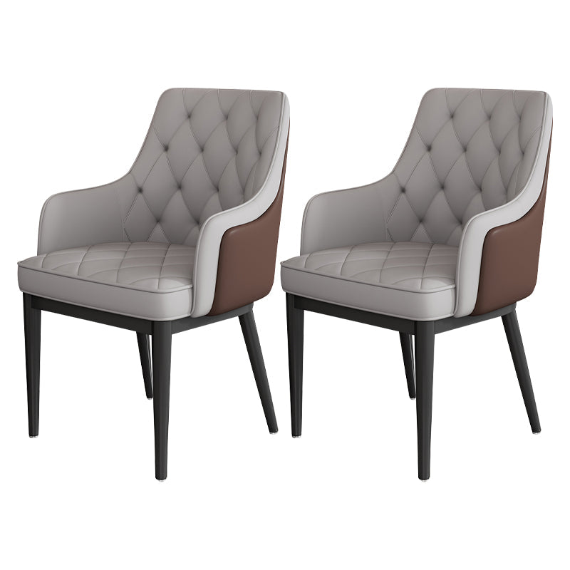 Modern Armrest Backrest Cushion Chair with Metal Legs for Hotel Smoke Gray 2 Piece Set Clearhalo 'Dining Chairs' 'Dining Tables & Seating' 'dining_chair' 'furn' 'furn_dining_chair' 'Furniture' 'Kitchen & Dining Furniture' 7461899