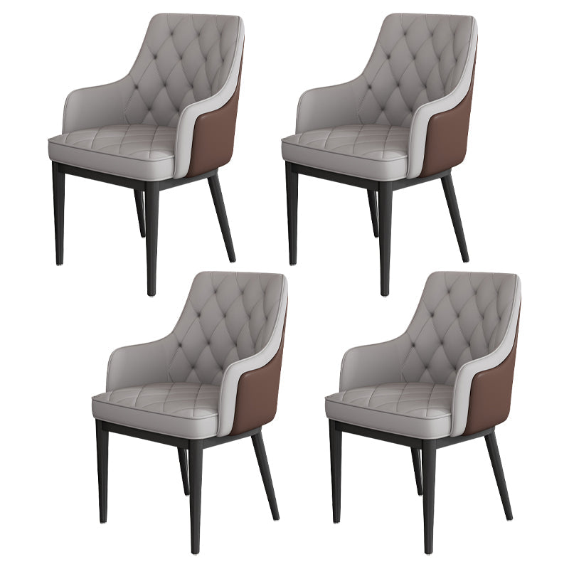 Modern Armrest Backrest Cushion Chair with Metal Legs for Hotel Smoke Gray 4 Piece Set Clearhalo 'Dining Chairs' 'Dining Tables & Seating' 'dining_chair' 'furn' 'furn_dining_chair' 'Furniture' 'Kitchen & Dining Furniture' 7461900
