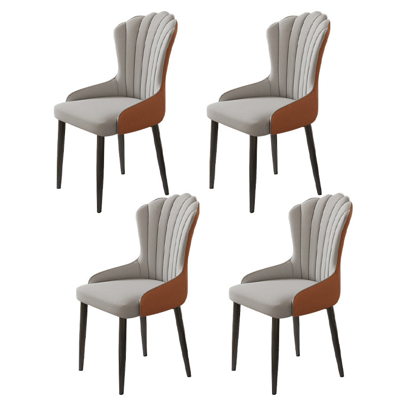 Modern Armrest Backrest Cushion Chair with Metal Legs for Hotel Black-Gray 4 Piece Set Clearhalo 'Dining Chairs' 'Dining Tables & Seating' 'dining_chair' 'furn' 'furn_dining_chair' 'Furniture' 'Kitchen & Dining Furniture' 7461905