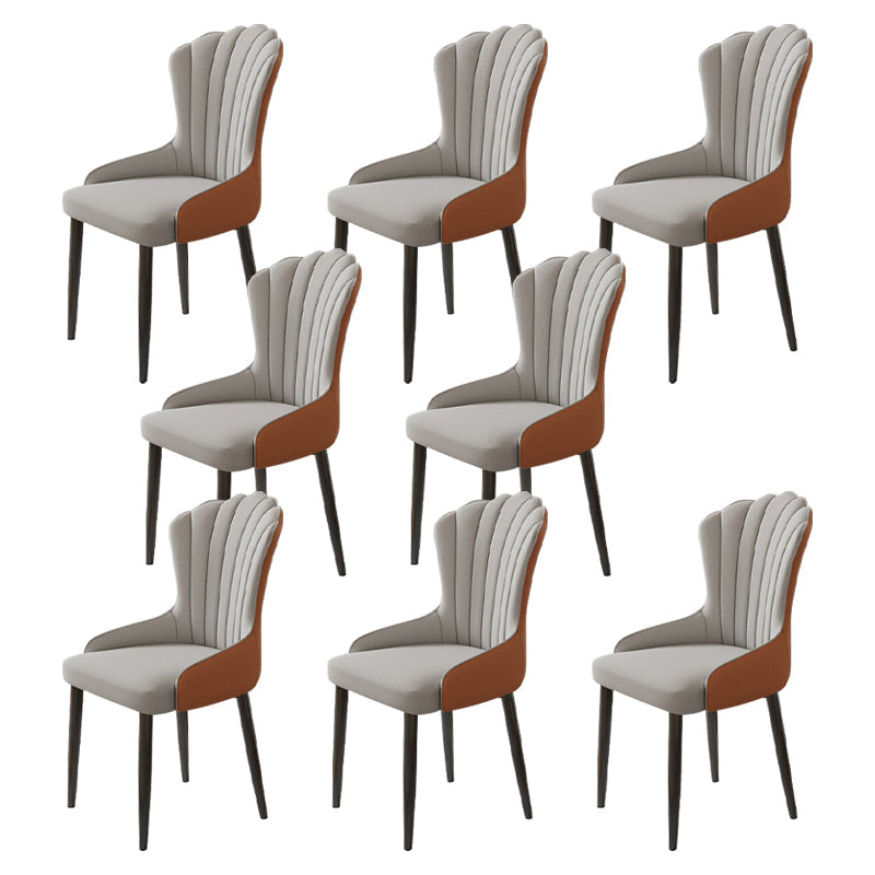 Modern Armrest Backrest Cushion Chair with Metal Legs for Hotel Black-Gray 8 Piece Set Clearhalo 'Dining Chairs' 'Dining Tables & Seating' 'dining_chair' 'furn' 'furn_dining_chair' 'Furniture' 'Kitchen & Dining Furniture' 7461907