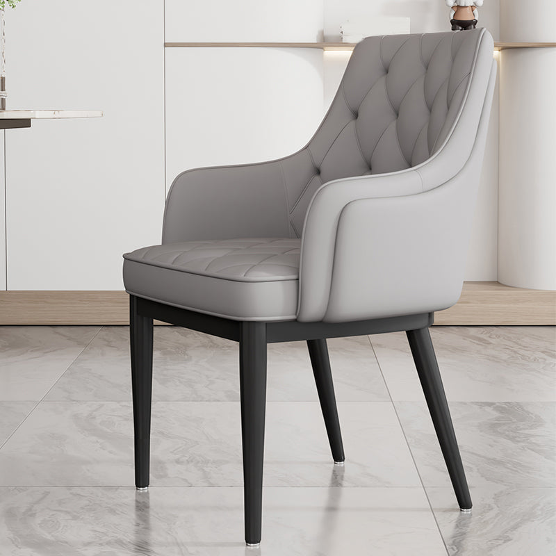 Modern Armrest Backrest Cushion Chair with Metal Legs for Hotel White-Gray 1 Piece Clearhalo 'Dining Chairs' 'Dining Tables & Seating' 'dining_chair' 'furn' 'furn_dining_chair' 'Furniture' 'Kitchen & Dining Furniture' 7461908