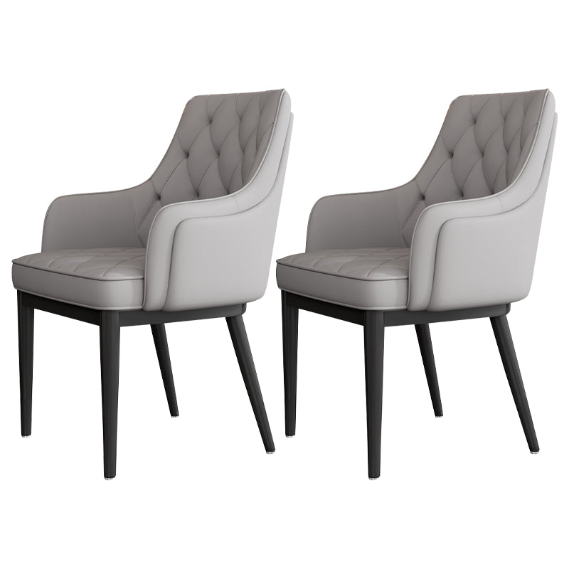 Modern Armrest Backrest Cushion Chair with Metal Legs for Hotel White-Gray 2 Piece Set Clearhalo 'Dining Chairs' 'Dining Tables & Seating' 'dining_chair' 'furn' 'furn_dining_chair' 'Furniture' 'Kitchen & Dining Furniture' 7461909