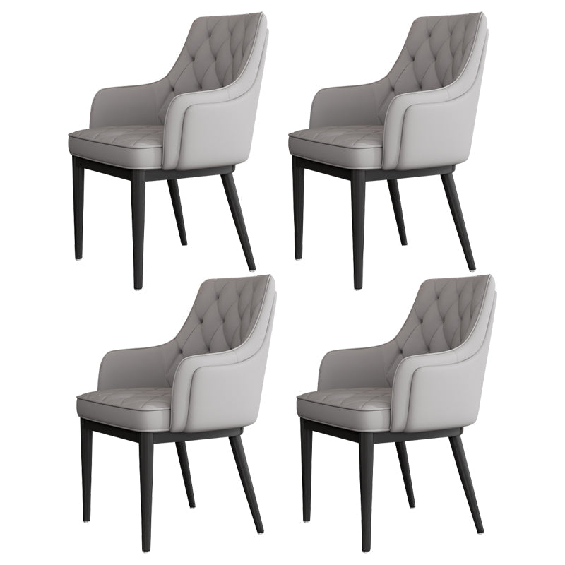 Modern Armrest Backrest Cushion Chair with Metal Legs for Hotel White-Gray 4 Piece Set Clearhalo 'Dining Chairs' 'Dining Tables & Seating' 'dining_chair' 'furn' 'furn_dining_chair' 'Furniture' 'Kitchen & Dining Furniture' 7461910