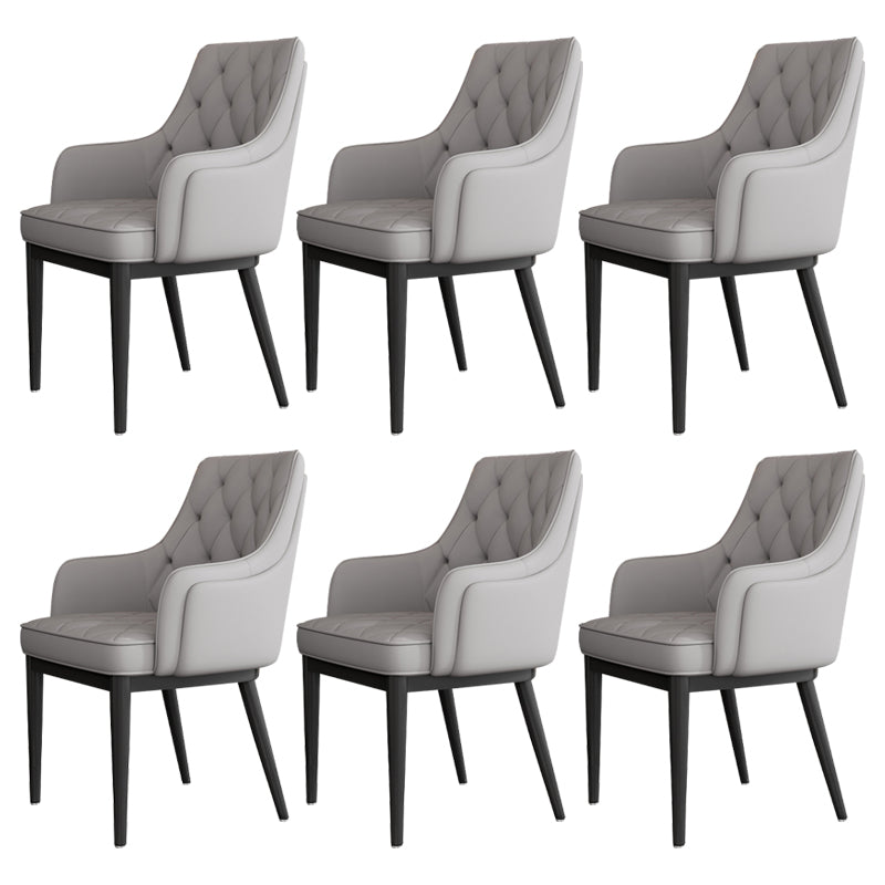 Modern Armrest Backrest Cushion Chair with Metal Legs for Hotel White-Gray 6 Piece Set Clearhalo 'Dining Chairs' 'Dining Tables & Seating' 'dining_chair' 'furn' 'furn_dining_chair' 'Furniture' 'Kitchen & Dining Furniture' 7461911