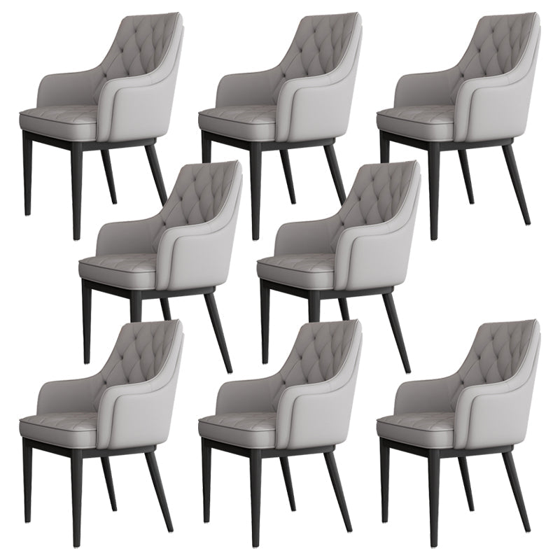 Modern Armrest Backrest Cushion Chair with Metal Legs for Hotel White-Gray 8 Piece Set Clearhalo 'Dining Chairs' 'Dining Tables & Seating' 'dining_chair' 'furn' 'furn_dining_chair' 'Furniture' 'Kitchen & Dining Furniture' 7461912