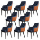 Modern Armrest Backrest Cushion Chair with Metal Legs for Hotel Dark Blue 8 Piece Set Clearhalo 'Dining Chairs' 'Dining Tables & Seating' 'dining_chair' 'furn' 'furn_dining_chair' 'Furniture' 'Kitchen & Dining Furniture' 7461917