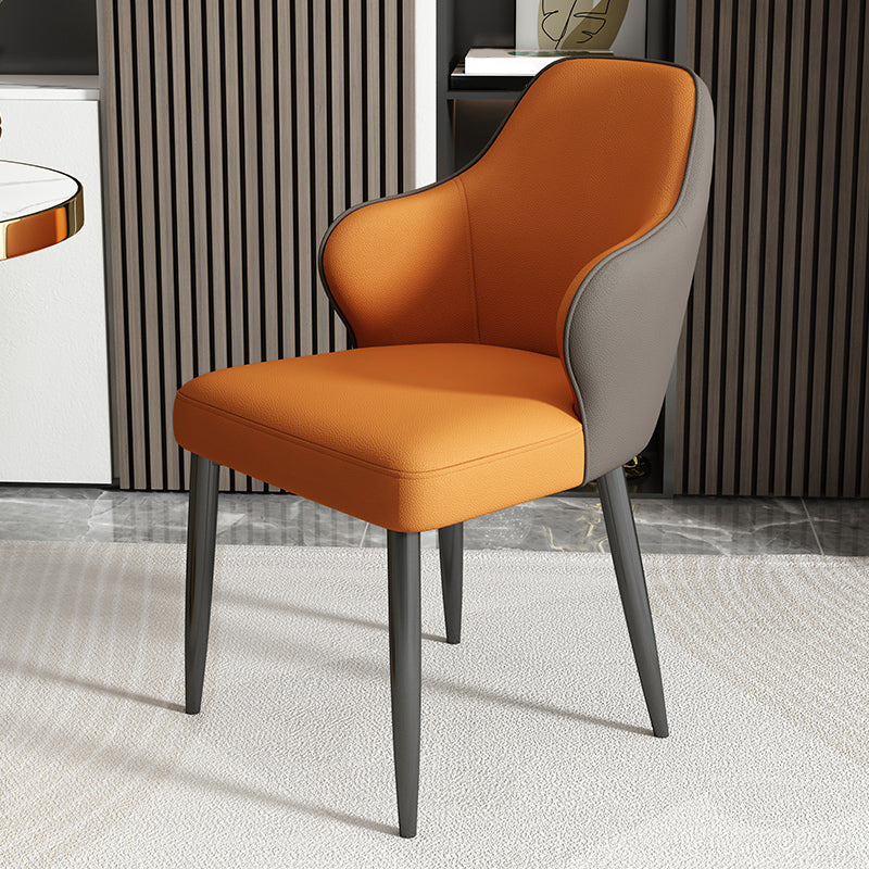 Modern Armrest Backrest Cushion Chair with Metal Legs for Hotel Orange 1 Piece Clearhalo 'Dining Chairs' 'Dining Tables & Seating' 'dining_chair' 'furn' 'furn_dining_chair' 'Furniture' 'Kitchen & Dining Furniture' 7461918