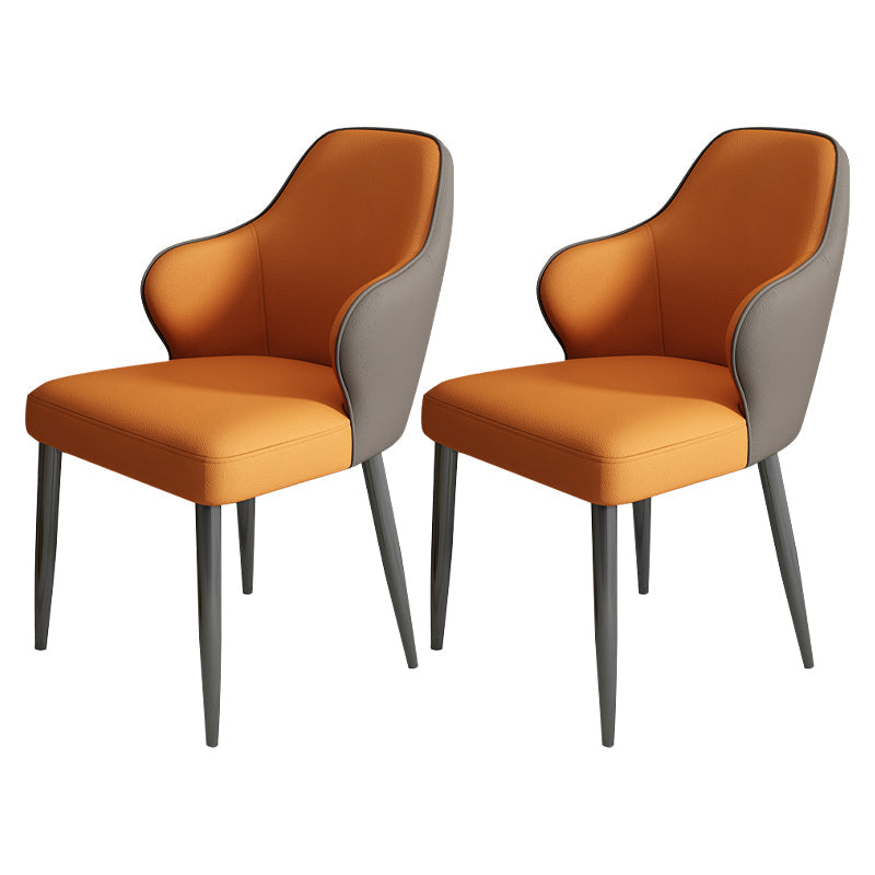 Modern Armrest Backrest Cushion Chair with Metal Legs for Hotel Orange 2 Piece Set Clearhalo 'Dining Chairs' 'Dining Tables & Seating' 'dining_chair' 'furn' 'furn_dining_chair' 'Furniture' 'Kitchen & Dining Furniture' 7461919