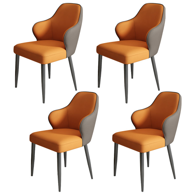 Modern Armrest Backrest Cushion Chair with Metal Legs for Hotel Orange 4 Piece Set Clearhalo 'Dining Chairs' 'Dining Tables & Seating' 'dining_chair' 'furn' 'furn_dining_chair' 'Furniture' 'Kitchen & Dining Furniture' 7461920