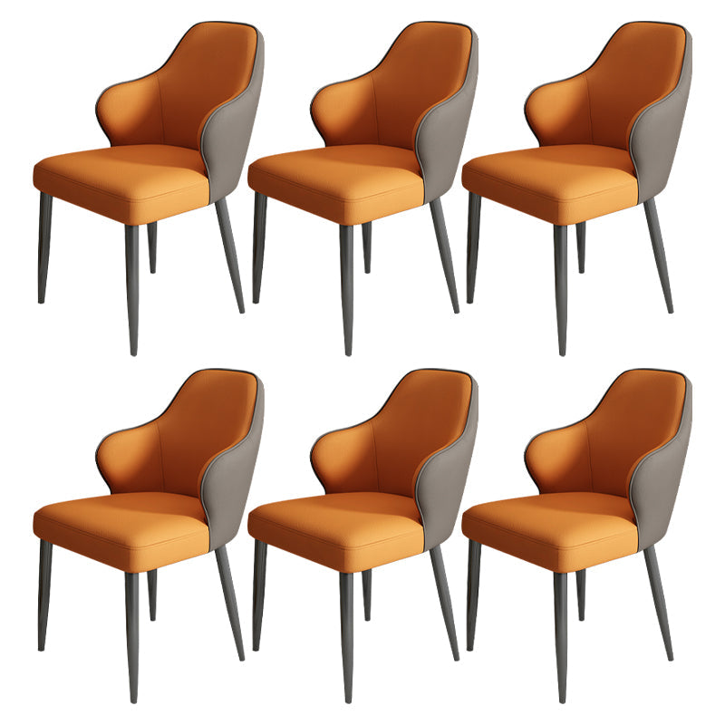 Modern Armrest Backrest Cushion Chair with Metal Legs for Hotel Orange 6 Piece Set Clearhalo 'Dining Chairs' 'Dining Tables & Seating' 'dining_chair' 'furn' 'furn_dining_chair' 'Furniture' 'Kitchen & Dining Furniture' 7461921