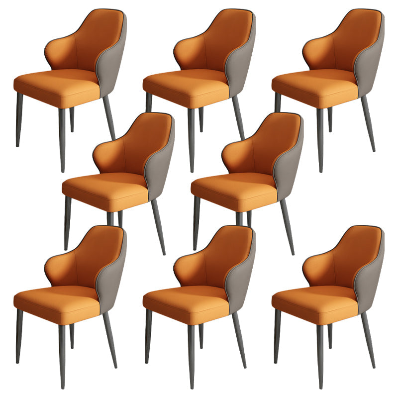Modern Armrest Backrest Cushion Chair with Metal Legs for Hotel Orange 8 Piece Set Clearhalo 'Dining Chairs' 'Dining Tables & Seating' 'dining_chair' 'furn' 'furn_dining_chair' 'Furniture' 'Kitchen & Dining Furniture' 7461922
