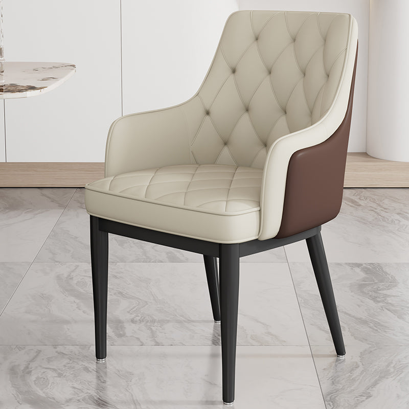 Modern Armrest Backrest Cushion Chair with Metal Legs for Hotel Off-White 1 Piece Clearhalo 'Dining Chairs' 'Dining Tables & Seating' 'dining_chair' 'furn' 'furn_dining_chair' 'Furniture' 'Kitchen & Dining Furniture' 7461923