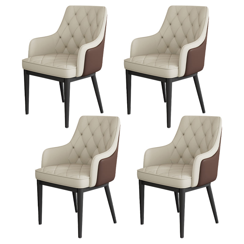 Modern Armrest Backrest Cushion Chair with Metal Legs for Hotel Off-White 4 Piece Set Clearhalo 'Dining Chairs' 'Dining Tables & Seating' 'dining_chair' 'furn' 'furn_dining_chair' 'Furniture' 'Kitchen & Dining Furniture' 7461925