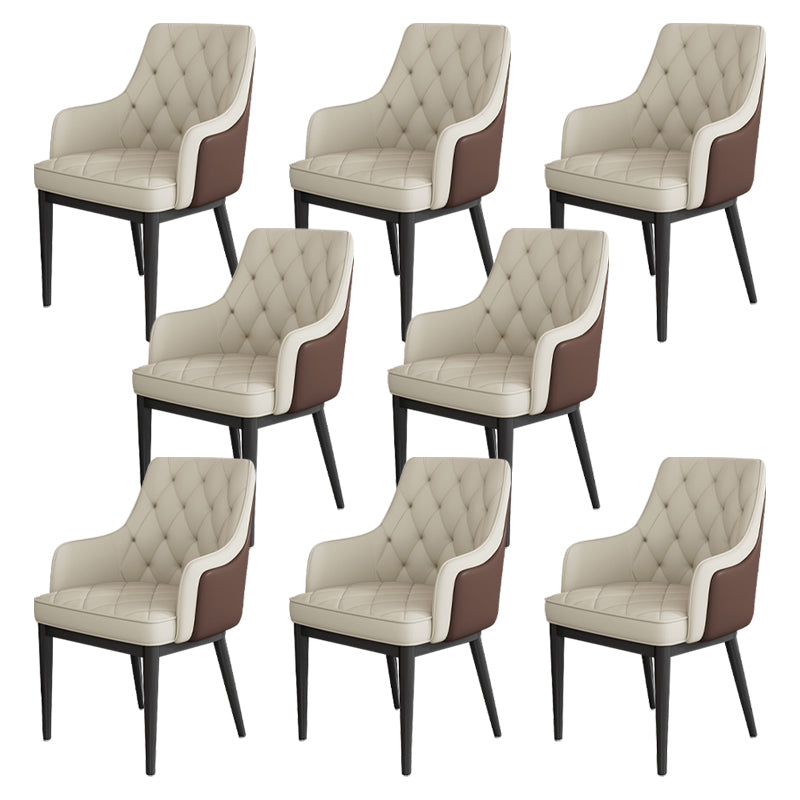 Modern Armrest Backrest Cushion Chair with Metal Legs for Hotel Off-White 8 Piece Set Clearhalo 'Dining Chairs' 'Dining Tables & Seating' 'dining_chair' 'furn' 'furn_dining_chair' 'Furniture' 'Kitchen & Dining Furniture' 7461927