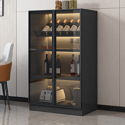 Zwarte vloer wijnrek houten wijnflessen rek voor woonkamer, zonder lichten