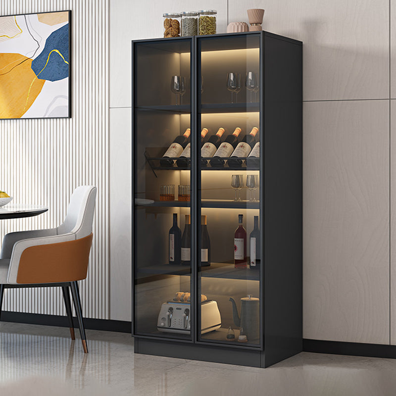 Zwarte vloer wijnrek houten wijnflessen rek voor woonkamer, zonder lichten