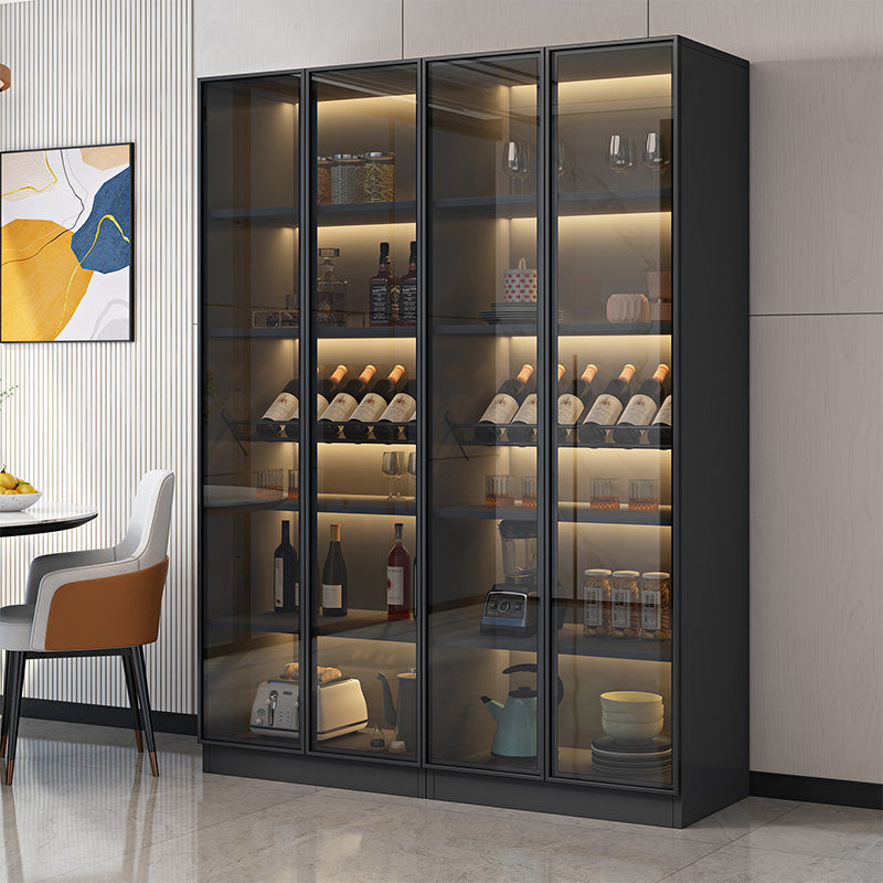 Zwarte vloer wijnrek houten wijnflessen rek voor woonkamer, zonder lichten