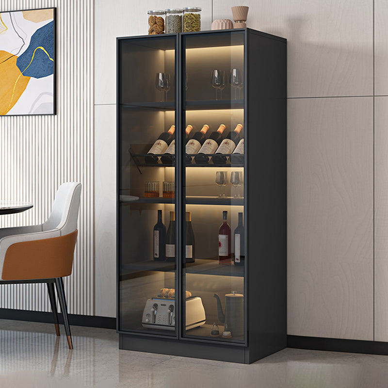 Zwarte vloer wijnrek houten wijnflessen rek voor woonkamer, zonder lichten