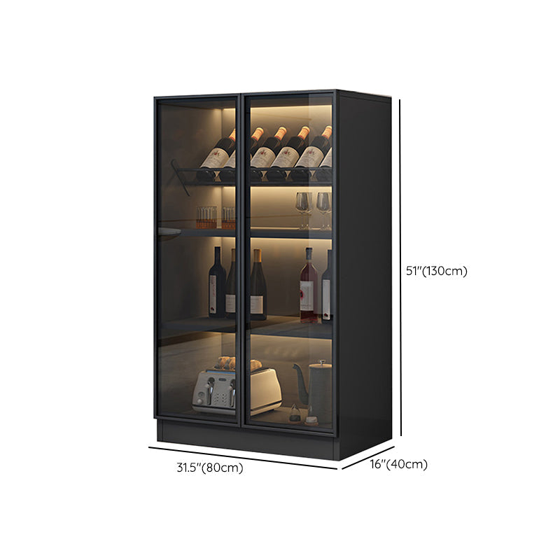 Zwarte vloer wijnrek houten wijnflessen rek voor woonkamer, zonder lichten