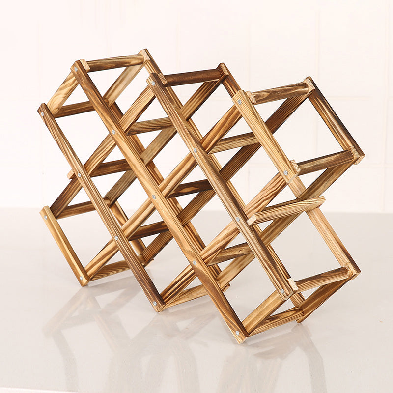 Aanrecht fleshouder massief houten wijnrek voor woonkamer