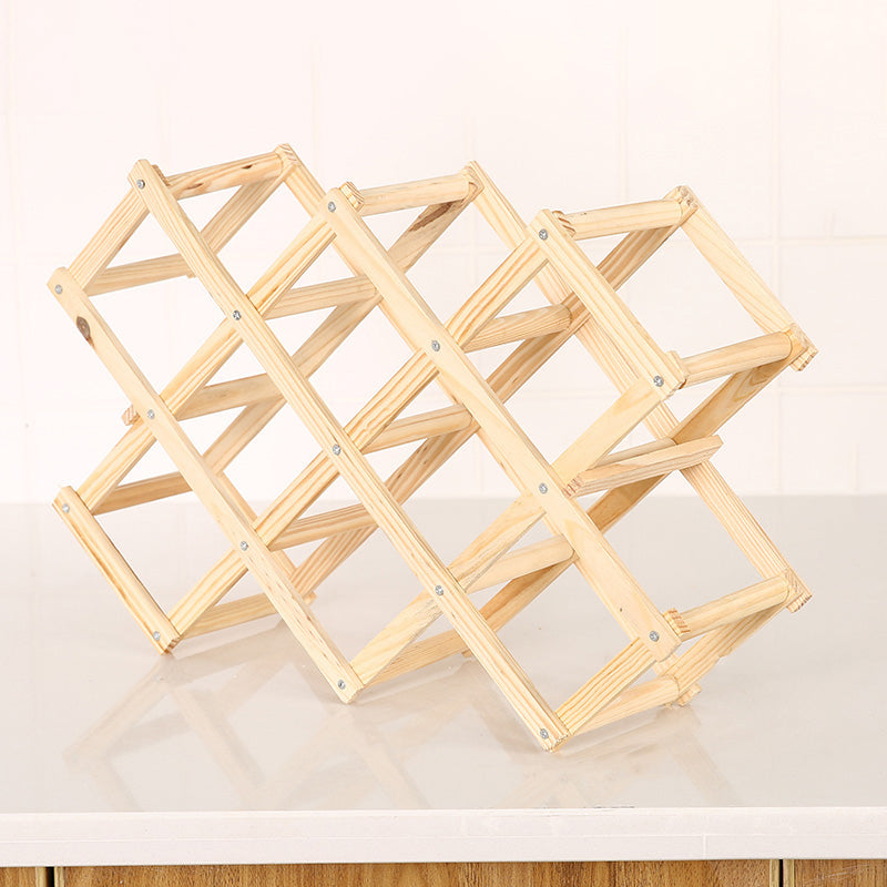 Aanrecht fleshouder massief houten wijnrek voor woonkamer