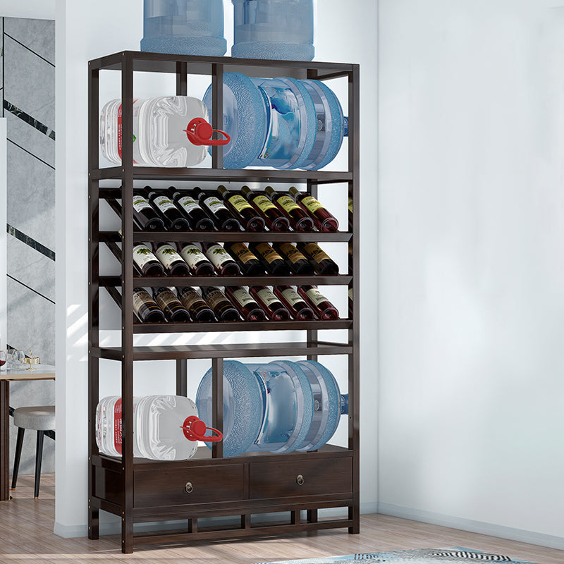 Traditionele bruine wijnrek vloer houtwijnrek voor woonkamer