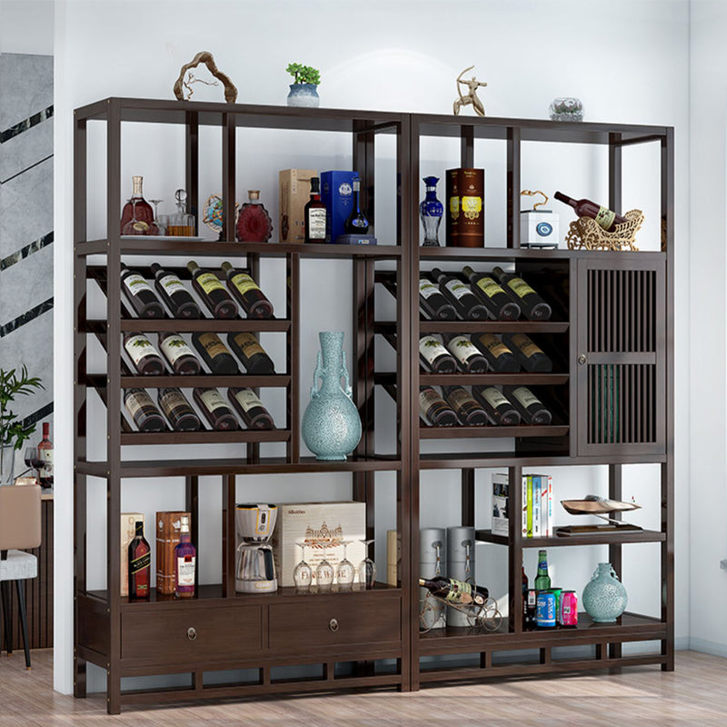 Traditionele bruine wijnrek vloer houtwijnrek voor woonkamer