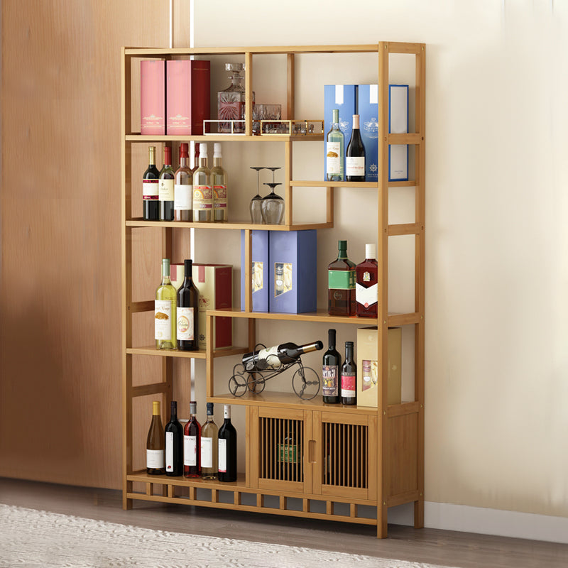 Floor Wine Rack Solid Wood Wine Bottle Rack with Shelves for Living Room