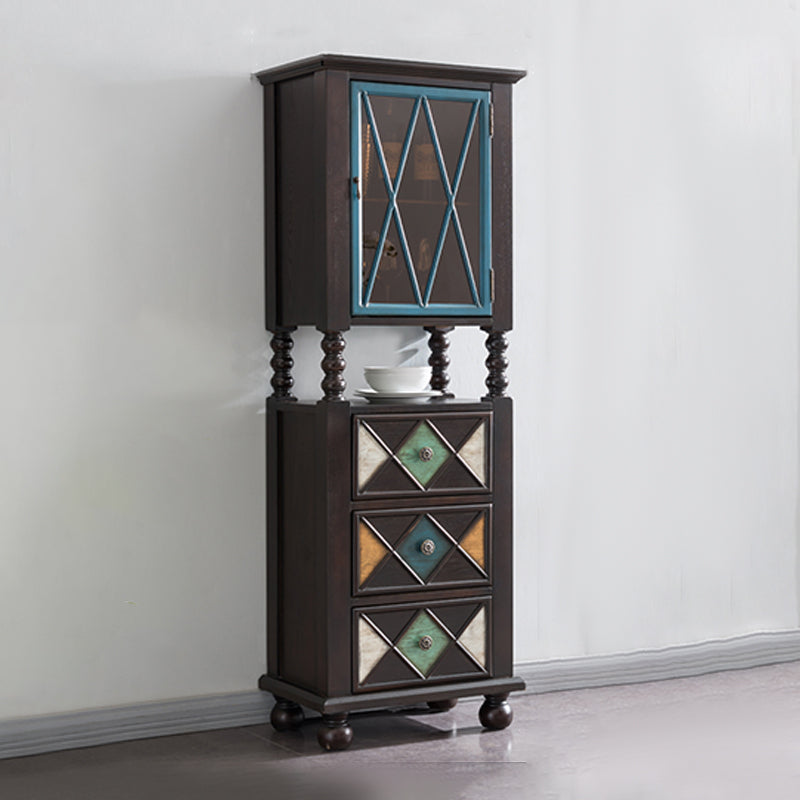 Rustic Floor Wine Rack Solid Wood Wine Bottle Holder for Living Room