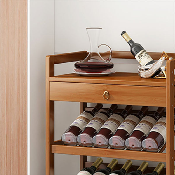 Moderne vloerwijnrek houten bruine wijnflessen rek voor thuis