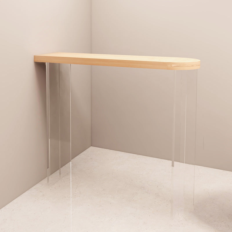 Modern Style Bar Table Set 1/2 Pcs Wooden Top Acrylic Base Bar Table Set Table Clear-Brown Clearhalo 'Bar Furniture' 'furn' 'furn_home_bar_bar_sets' 'Furniture' 'Home Bars & Bar Sets' 'home_bar_bar_sets' 'Kitchen & Dining Furniture' 7462211