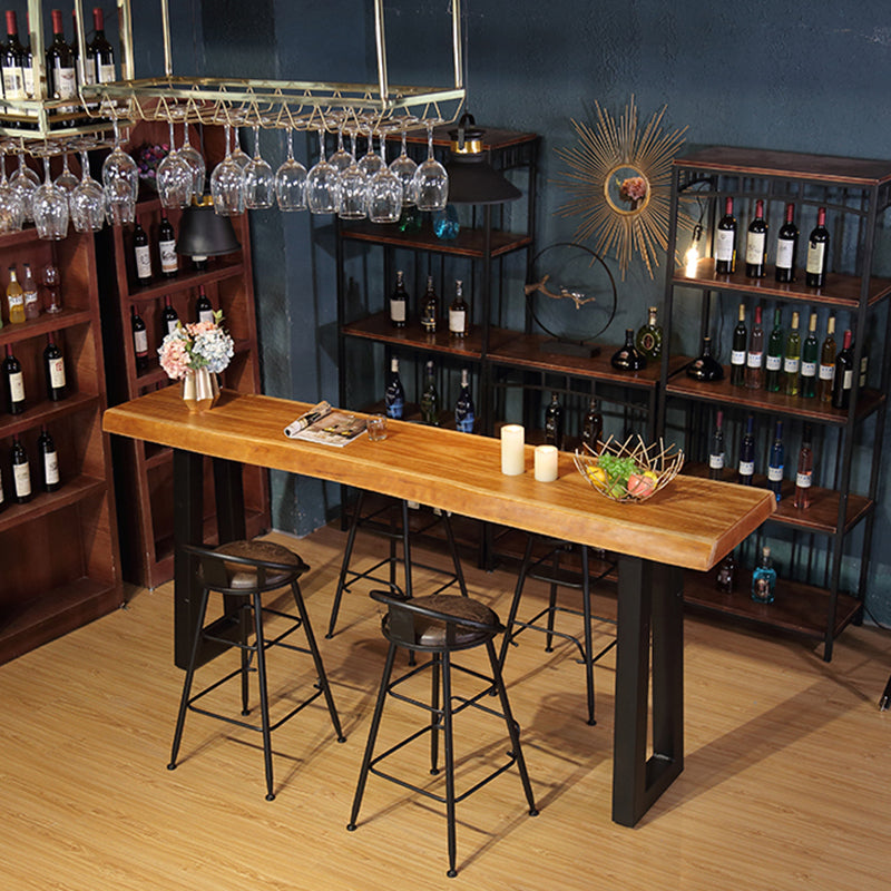 Industrial Style Pub Dining Set 1/2/5 Pcs Rectangular Solid Wood Pub Set for Home Table & Chair(s) 51.2"L x 19.7"W x 41.3"H 5 Piece Set Clearhalo 'Bar Furniture' 'furn' 'furn_home_bar_bar_sets' 'Furniture' 'Home Bars & Bar Sets' 'home_bar_bar_sets' 'Kitchen & Dining Furniture' 7462234