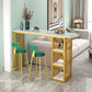 Glam Style Bar Table Set 2/3 Pcs Gold Frame Bar Table Set for Living Room Table & Chair(s) 39.4"L x 15.7"W x 39.4"H Gloss White Clearhalo 'Bar Furniture' 'furn' 'furn_home_bar_bar_sets' 'Furniture' 'Home Bars & Bar Sets' 'home_bar_bar_sets' 'Kitchen & Dining Furniture' 7462251