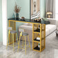 Glam Style Bar Table Set 2/3 Pcs Gold Frame Bar Table Set for Living Room Table & Chair(s) 39.4"L x 15.7"W x 39.4"H Gloss Black Clearhalo 'Bar Furniture' 'furn' 'furn_home_bar_bar_sets' 'Furniture' 'Home Bars & Bar Sets' 'home_bar_bar_sets' 'Kitchen & Dining Furniture' 7462253