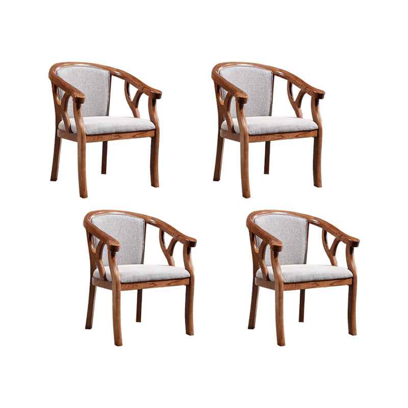 Indoor Dining Arm Chair Solid Wood Frame Dining Chair in Brown