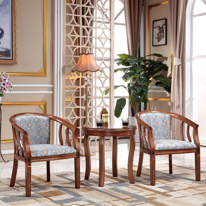 Indoor Dining Arm Chair Solid Wood Frame Dining Chair in Brown