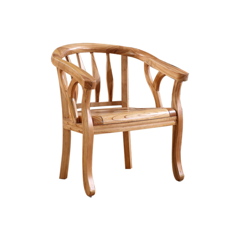 Indoor Dining Arm Chair Solid Wood Frame Dining Chair in Brown