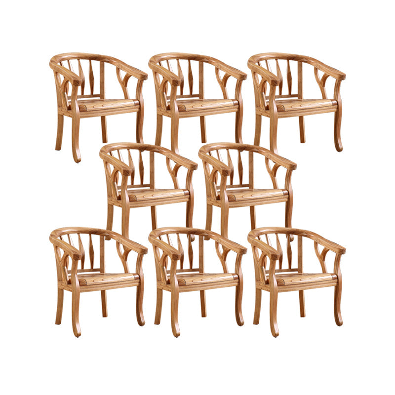 Indoor Dining Arm Chair Solid Wood Frame Dining Chair in Brown