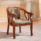 Indoor Dining Arm Chair Solid Wood Frame Dining Chair in Brown