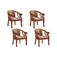 Indoor Dining Arm Chair Solid Wood Frame Dining Chair in Brown