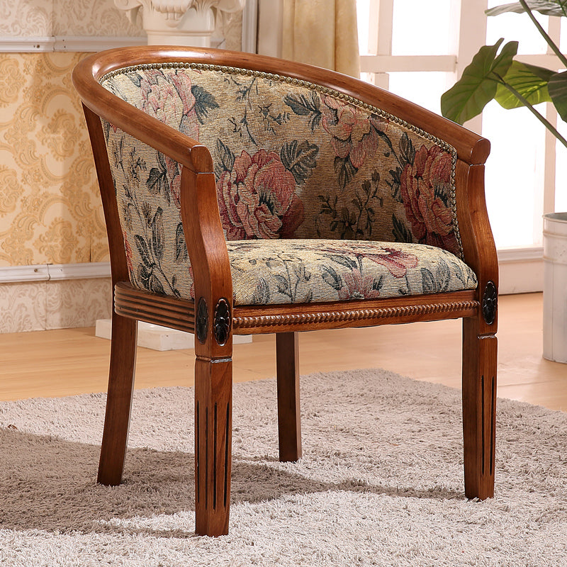 Indoor Dining Arm Chair Solid Wood Frame Dining Chair in Brown
