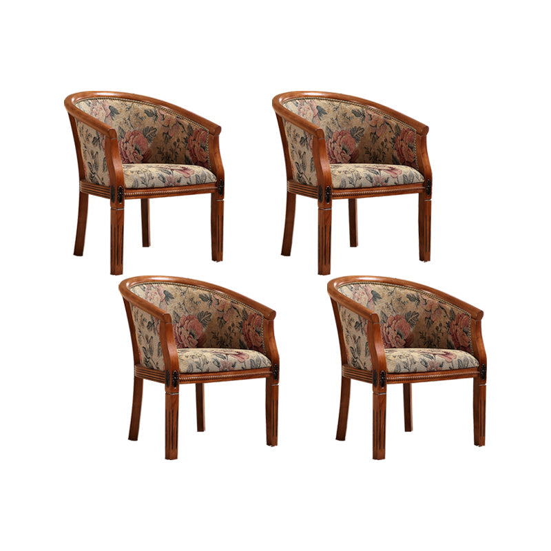 Indoor Dining Arm Chair Solid Wood Frame Dining Chair in Brown