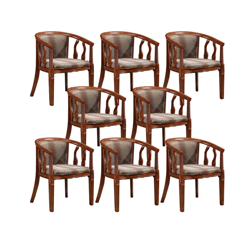 Indoor Dining Arm Chair Solid Wood Frame Dining Chair in Brown
