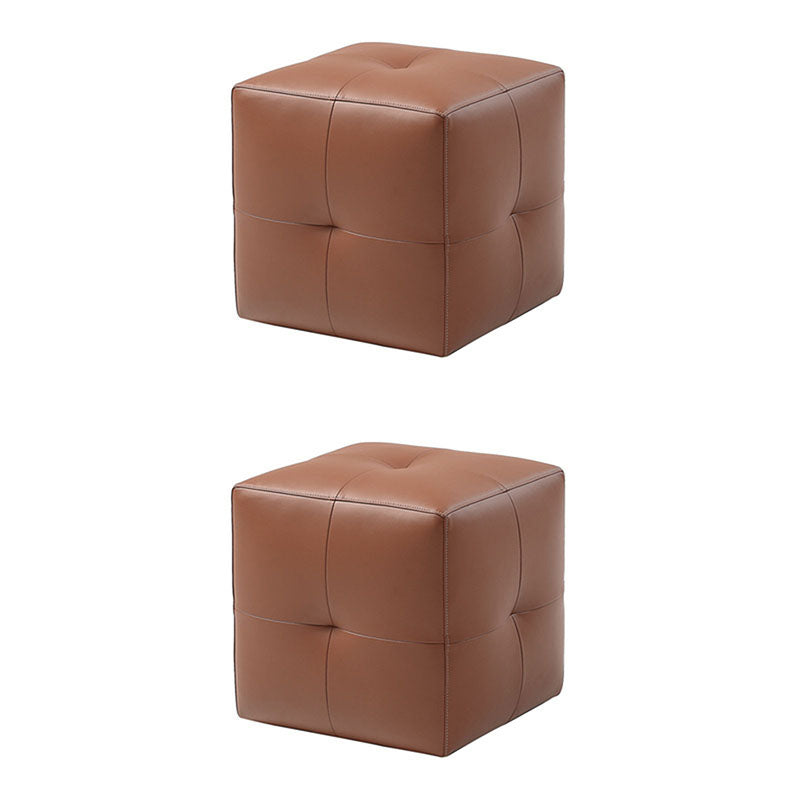 Pocali quadrati moderni sgabelli in pelle autentica, 16,38 "H