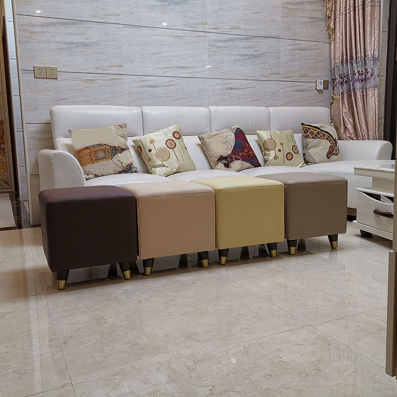 Contemporary Square Ottoman Leather Foot Stool with Legs for Home Clearhalo 'furn' 'furn_ottomans_poufs' 'Furniture' 'Living Room Furniture' 'Ottomans & Poufs' 'ottomans_poufs' 7468611